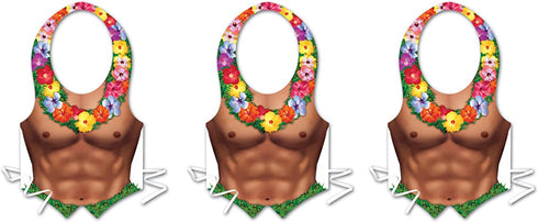 Beistle Plastic Hula Hunk Vests 3 Piece, Multicolored
