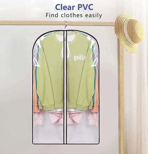 AOODA 40" Hanging Garment Bags for Closet Storage Suit Bag 4" Gusseted Clear Clothes Cover for Coat, Jacket, Sweater (3 Packs)