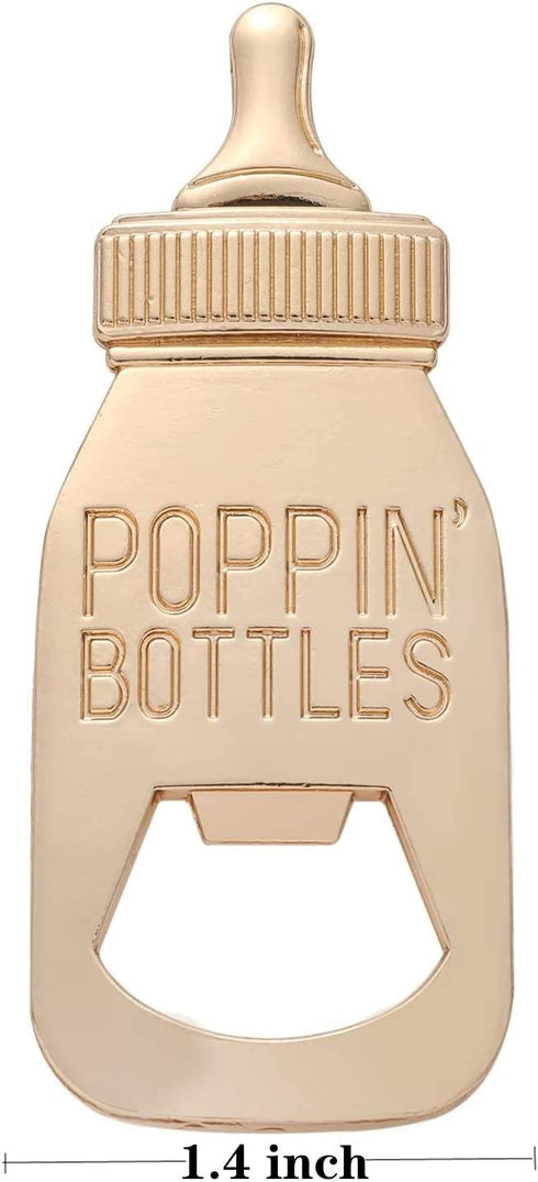 12PCS Gold Baby Bottle Opener Wedding Favors for Guests Bottle Opener Baby Shower Return Gifts for Guest Supplies (Pink, 12)