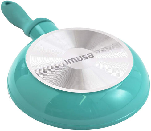 IMUSA USA Forged Saut© Pan with Soft-Touch Handle & Ceramic Nonstick Interior 8-Inch, Teal