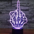 ZTOP Middle Finger Gesture 3D LED Optical Illusion Night Lamp 7 Color Change Touch Switch USB Powered Desk Light Christmas Thanksgiving Decor