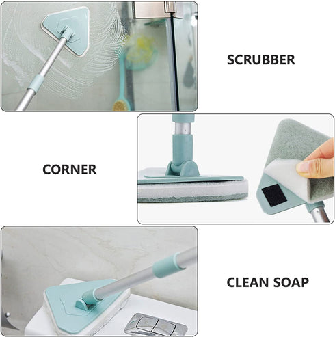 balacoo Shower Scrubber for Cleaning, Extendable Long Lightweight Handle Detachable Bristles Scrub Brush for Cleaning Bathtub Shower Bathroom