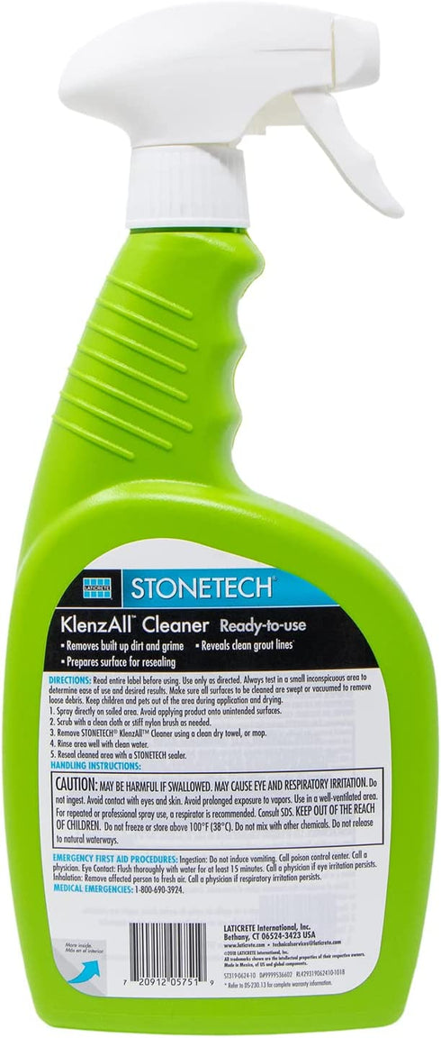 STONETECH KlenzAll Cleaner, Heavy Duty Cleaner for Stone & Tile, 24OZ (709ML) Spray Bottle