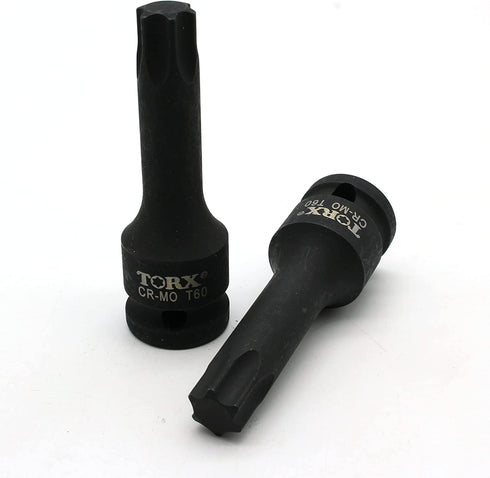 TEMO T60 3 Inch Long Torx Star 6 Point Black Impact Bit Socket Auto Repair Tool 1/2 Inch Square Drive