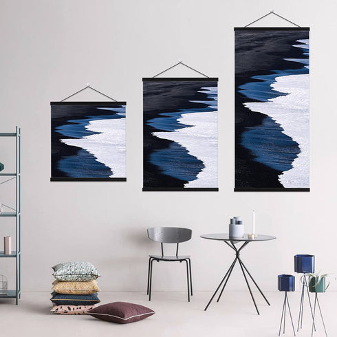 Ywlake Magnetic Poster Hanger, 21x21 21x15 21x27 Poster Frame Wood Wooden Magnet Print Posters Dowel Scroll Hanger Hangers Hanging Kit for Walls Map Canvas Artwork (Black, 21")