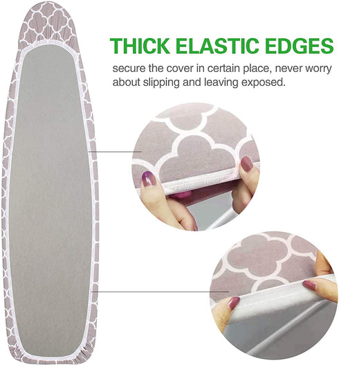 SUNKLOOF Extra Thick Ironing Board Cover and Pad, Resist Scorching and Staining, 15x54 Reflective Silicone Ironing Board Cover, Elastic Edges, 4 Fasteners, Large Protective Scorch Mesh Cloth