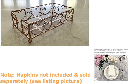 Chez JuJu Rose Gold Elegant Sturdy Guest Napkin Holder | Disposable Paper Hand Towel Storage Tray Caddy | Premium Quality | Bathroom Kitchen Dining Table Wedding Party Hotel décor | Indoor Outdoor