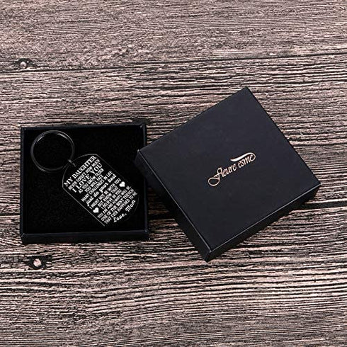 to My Daughter Keychain Christmas Gifts for Daughter from Mom Dad Father Inspirational Stocking Stuffers for Her from Teen Adult Women Teenage Girls Kids Birthday Gradation Wedding Presents