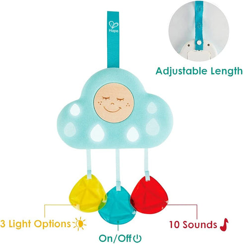 Hape Baby Crib Mobile Toy with Lights & Relaxing Songs| 10 Types of Soothing Sleep Sound for Crib Mobile| Adjustable Night Light for Baby from Birth and Up