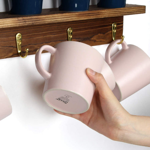 J JACKCUBE DESIGN Coffee Mug Rack, Wall Mounted Wooden 12 Coffee Cup Holder Organizer with Coffee Sign for Home Kitchen Cafe Decor - MK737A