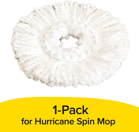 Hurricane Spin Mop Replacement Mop Heads for As Seen On TV Mop & Bucket Cleaning System by BulbHead, Spin Away Germy, Dirty Water - Super-Absorbent Microfiber Mop Head Holds 10X Weight ” 1-Pack