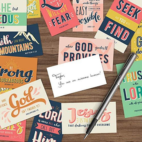 Religious Motivational Quote Cards / 2" x 3.5" Flat Business Card Size / 50 Positivity Cards / 25 Uplifting Christian Designs