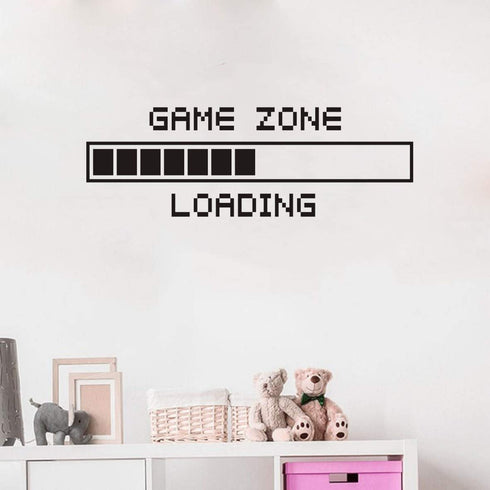 Vinyl Wall Decal Game Zone Loading Wall Sticker Home Decor Gamer Room Wall Mural Boys Bedroom Decoration Wall Stickers AY1010 (17x48", Black)