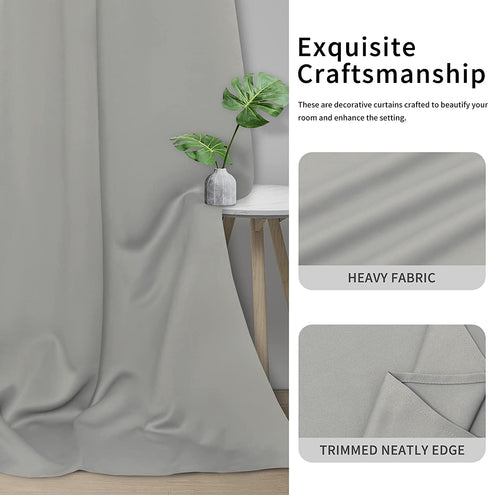 Easy-Going Blackout Curtains for Bedroom, Solid Thermal Insulated Grommet and Noise Reduction Window Drapes, Room Darkening Curtains for Living Room, 2 Panels(42x63 in, Light Gray)