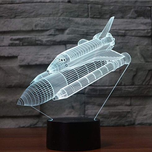 3D Illusion Night Light Space Shuttle 7 Color Change Touch Switch USB Powered LED Desk Lamp Christmas Thanksgiving Decor