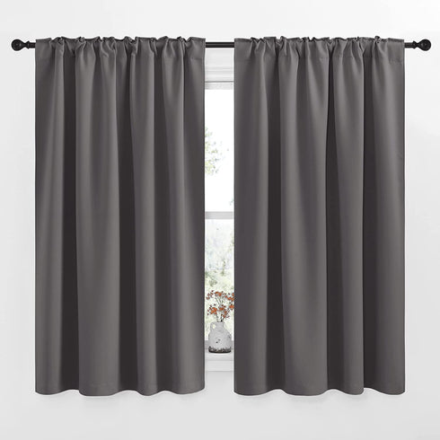 NICETOWN Blackout Curtain Panels for Living Room - (Grey Color) 52x54 inch, 2 Panels Set, Room Darkening Blackout Drapes for Window