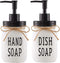 Withe Glass Mason Jar Hand Soap Dispenser and Dish Soap Dispenser Set with Rustproof Plastic Pumps and Lids for Rustic Farmhouse Kitchen Counter Top Bathroom Decor and Organization-2 Pack
