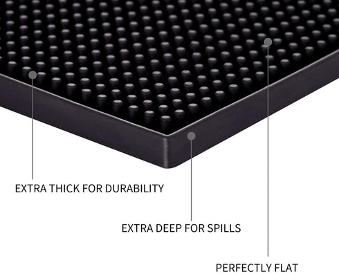 Bar Mat for Cocktail and Coffee Bar 6" x 12" Rubber Bar Service Spill Mat for Cocktail Bartender Coffee Bar or Countertop Mats Glass Drying Mat (Black Border - 12 x 18, 2)