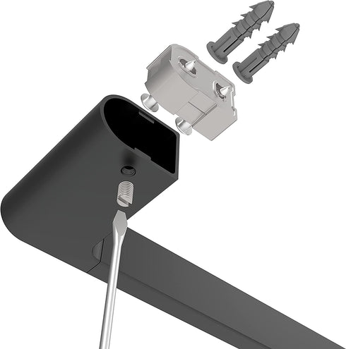 Ruacq 4 Pieces Bathroom Accessories Hardware Set Matte Black Stainless Steel and Zinc Alloy Modern Wall Mounted, 16-Inch Towel Bar, Toilet Paper Holder, Towel Ring?Robe Hook€¦