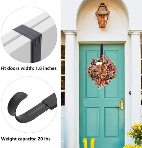 Pack of 2 Wreath Hanger,Adjustable Wreath Hanger for Front Door from 14.9 to 25 Inch,20 lbs Larger Door Wreath Hanger Christmas Wreaths,Black