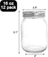 YOUEON 12 Pack 16 Oz Mason Jars with Airtight Lids and Bands, Glass Jars Canning Jars Spice Jars for Fermenting, Pickling, Juice, Jelly, Honey, Wedding Favors, Baby Foods, Silver