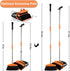 Perastra Long-Handled Broom & Dustpan Set, Upright Standing Dustpan & Super Long Handled Broom with Heavy Duty Bristles for Home Floor Sweeping (Black Orange)
