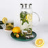 SIXAQUAE Pitcher Glass Water Pot Kettle Stainless Steel Lid Large Juice Ice Tea (48OZ)¦