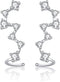 7 Crystals Ear Cuffs Hoop Climber S925 Sterling Silver Earrings Hypoallergenic Earring