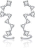 7 Crystals Ear Cuffs Hoop Climber S925 Sterling Silver Earrings Hypoallergenic Earring