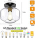DLLT Industrial Semi Flush Mount Ceiling Light, Clear Glass Shade Ceiling Light Fixture, Farmhouse Ceiling Lighting for Hallway, Entryway, Passway, Bedroom, Corridor, Foyer (Bulb Not Included)