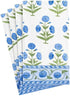 Caspari Indian Poppy Paper Guest Towel Napkins in Blue - Two Packs of 15