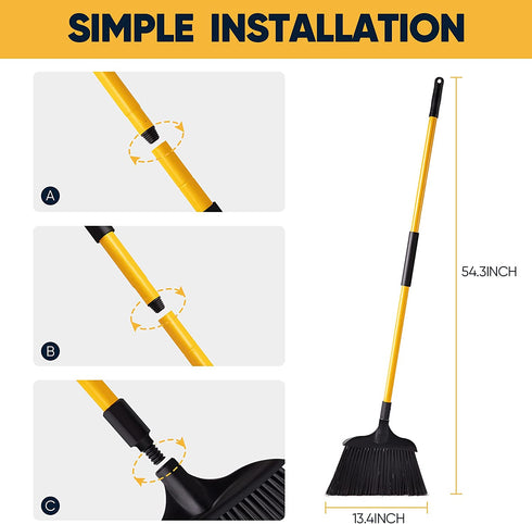 Yocada Heavy-Duty Broom Outdoor Commercial Perfect for Courtyard Garage Lobby Mall Market Floor Home Kitchen Room Office Pet Hair Rubbish 54Inch Blue