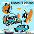 Fish Cake Topper Happy Birthday Sign Cake Decorations for Man Kids Boy Fisherman Gone Fishing Themed Birthday Party Supplies Black Glitter Decor