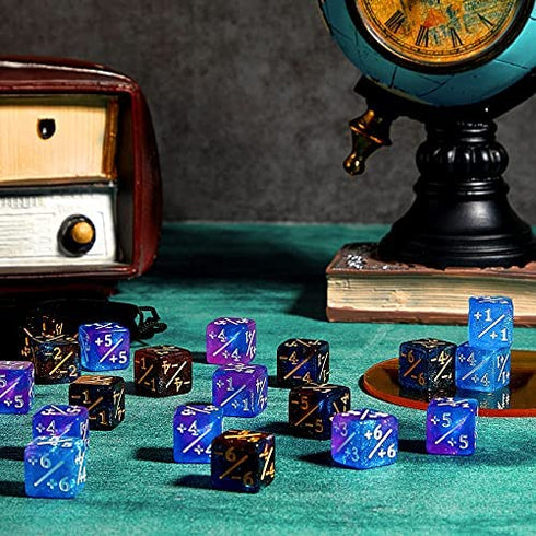 24 Pieces Dice Counters Token Dice D6 Gaming Dice Cube Loyalty Counter Magic Dice Compatible with Card Gaming Accessory, 2 Styles