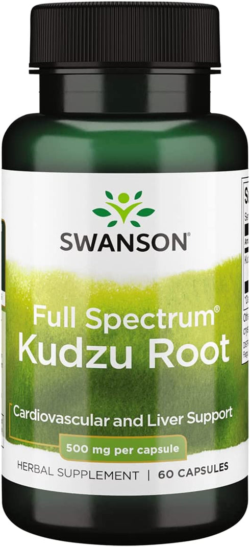 Swanson Full Spectrum Kudzu Root - Herbal Supplement Supporting Heart Health & Liver Health - May Support Healthy Blood Pressure & Cholesterol Levels - (60 Capsules, 500mg Each)