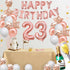 Fancypartyshop 23rd Birthday Decorations - Rose Gold Happy Birthday Banner and Sash with Number 23 Balloons Latex Confetti Balloons Ideal for Girl and Women 23 Years Old Birthday Rose Gold