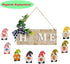 Welcome Home Sign Wreath Front Porch Door Gnomes Sweet Gnome Interchangeable Hanging Decor, Seasonal Wood Rustic Housewarming Gift Farmhouse Wall Ornament Holiday Decorations - 12"