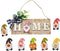 Welcome Home Sign Wreath Front Porch Door Gnomes Sweet Gnome Interchangeable Hanging Decor, Seasonal Wood Rustic Housewarming Gift Farmhouse Wall Ornament Holiday Decorations - 12"