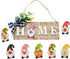 Welcome Home Sign Wreath Front Porch Door Gnomes Sweet Gnome Interchangeable Hanging Decor, Seasonal Wood Rustic Housewarming Gift Farmhouse Wall Ornament Holiday Decorations - 12"