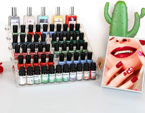 Kingtaily Nail Polish Organizer 72 Bottles of 6 Layers Acrylic Display Rack Storage Rack, Clear Essential Oil Stand Holder