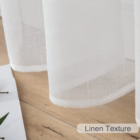 MIULEE Sheer Curtains 108 inches Long White Linen Textured Sheer Curtains Elegant Solid Drapes Rod Pocket Sheer Curtains 2 Panels for Bedroom Living Room