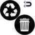 Recycle and Trash Logo Magnetic Sticker 4in x 4in - Organize Trash - for Metal cans, containers and Bins - Home or Office - Premium Magnet (Small, Black - Magnetic)