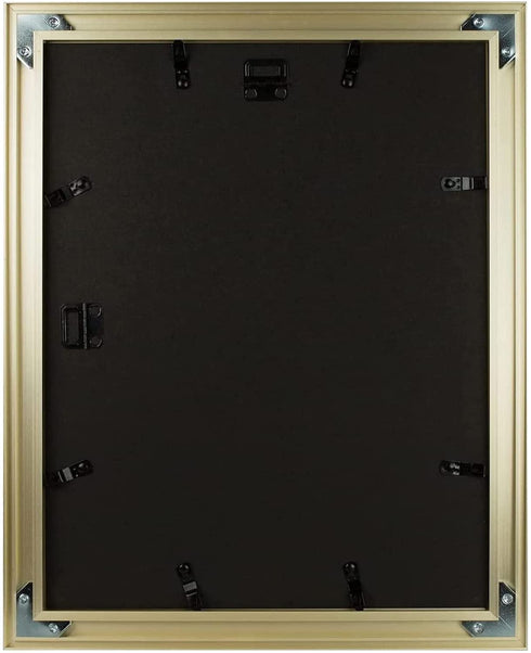 Golden State Art, 16x20 Brushed Aluminum Frame with Ivory Mat for 11x14 Picture - Wide Molding- Swivel Tabs, Sawtooth Hangers - Wall Display (Satin Gold, 1 Pack)
