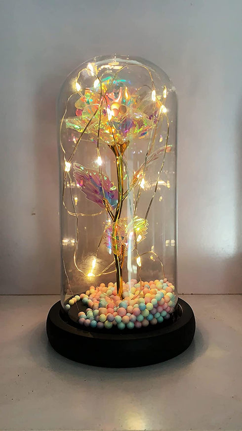 Birthday Gifts for Her/Women/Mom/Wife, Galaxy Rose Flower Gift with Led Light String , Best Anniversary Day Gifts for Her/Women/Mom/Wife (Foam White)