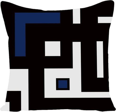 WILPROO Black Dark Blue Geometric Decorative Cushion Pillow Covers Set of 4 18" x 18" Modern Geometric Grey Black and Red Grid Stripe Decor Irregular with Hidden Zipper Home for Couch Bed