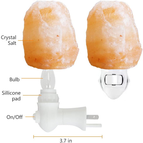 Pursalt 2 Pack Himalayan Natural Salt Lamp Night Light Plug in, Certificated 360 Degree Rotatable Wall Plug with Extra 4 Replacement Bulbs for Bathroom Bedroom, Pink Crystal Rock Salt Hand Crafted