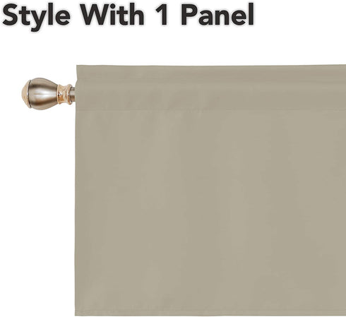 Deconovo Valances, 18 Inch Blackout Valances, Rod Pocket Light Blocking Valance, Theral Insulated Kitchen Valance for Bedroom, 42x18 Inch, Beige, 1 Piece