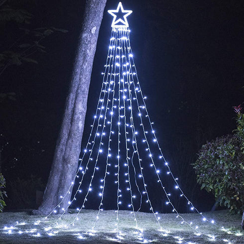 Christmas Decorations Outdoor Lights,11.5ft 317 LED Star Christmas Tree Lights,8 Memory Lighting Modes&Timer Christmas Star Lights for Yard,Wedding,Party,Christmas Decorations (White)
