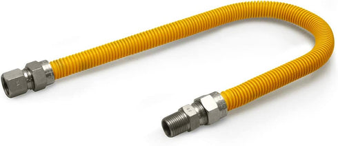 Highcraft GUHD-ZD34-18Q Gas Line Hose 1'' O.D. x 18'' Length with 3/4 in. FIP x MIP Fitting, Yellow Coated Stainless Steel Flexible Connector, 18 Inches