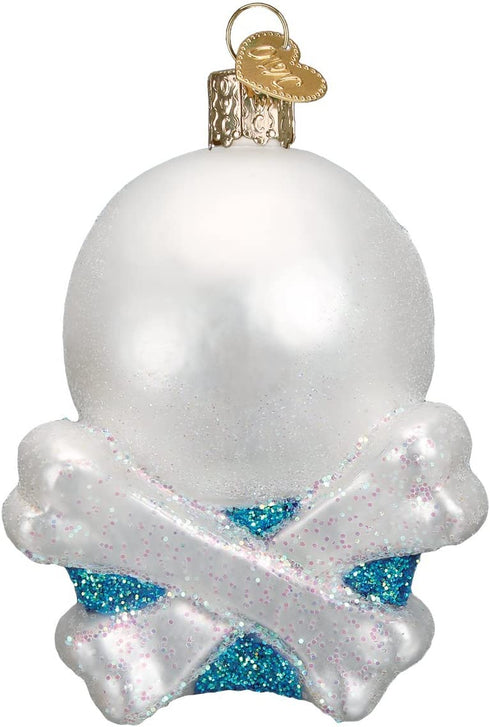 Old World Christmas Halloween Decorations Glass Blown Ornaments for Christmas Tree Skull Bones